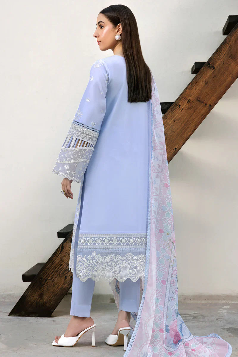 Farasha | Summer Weaves Embroidered lawn'26 | Serene Blue - House Of Hania