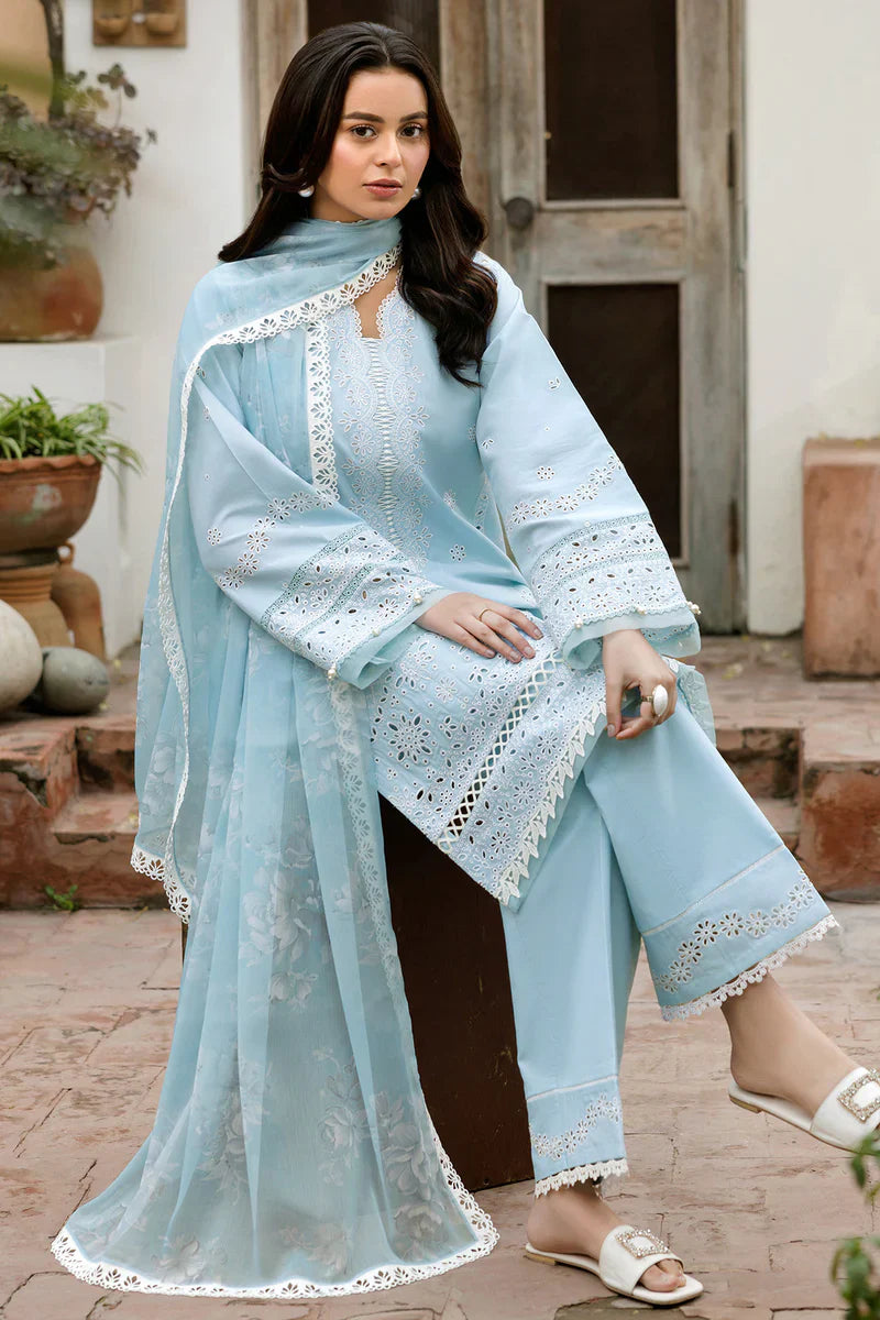 Farasha | Summer Weaves Embroidered lawn'26 | Sky Haze - House Of Hania
