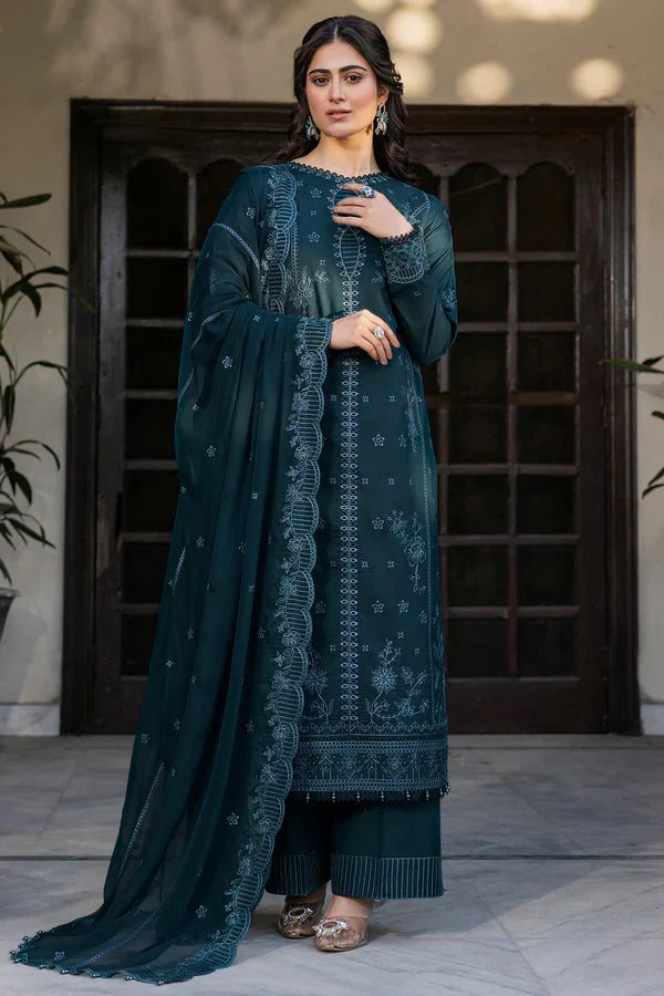 Farasha | Summer Weaves Embroidered lawn'26 | Teal Serenity - House Of Hania