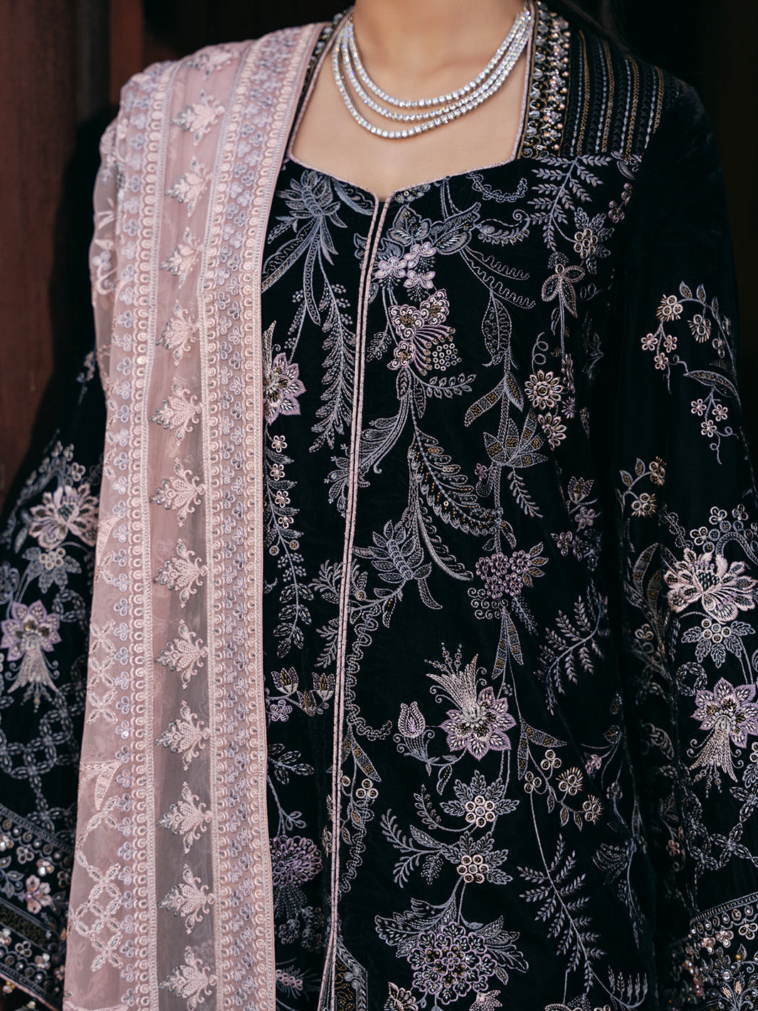 Flossie | Siara Velvet Formals | V-103 - B - House Of Hania