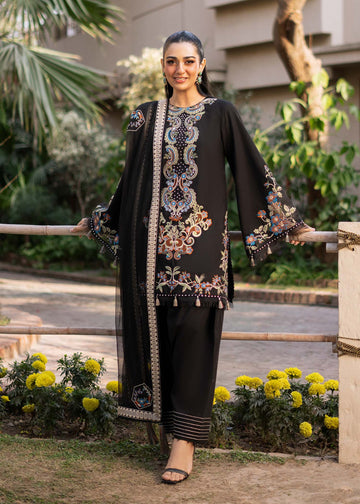 Fozia Khalid | Blossom Festive Lawn 25 | Black viola - House Of Hania