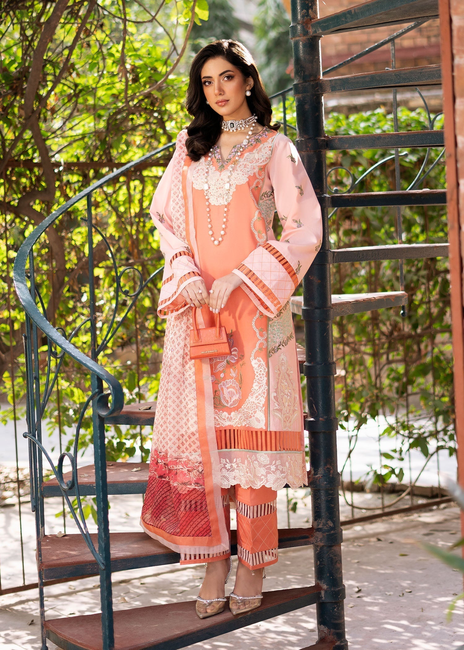 Fozia Khalid | Blossom Festive Lawn 25 | Zinnia - House Of Hania