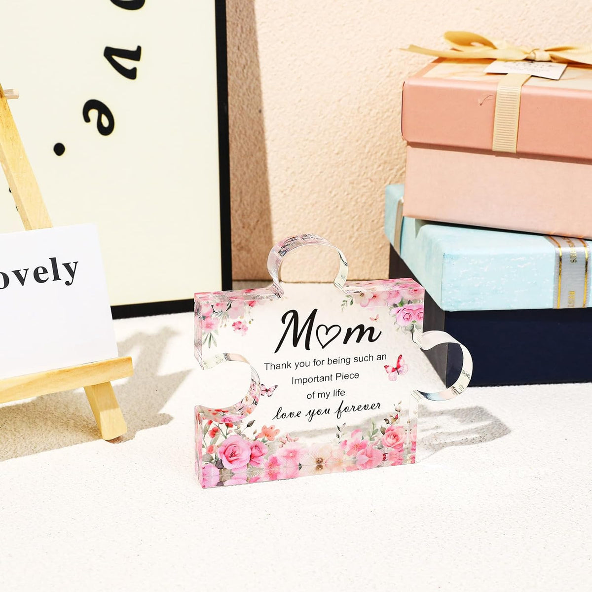 Gifts for Mum, Mothers Day Mum Birthday Gifts from Daughter Son, Decorative Acrylic Block Puzzle 3.9X3.3 Inch - Best Mummy Gifts for Mothers Day Christmas Birthday - House Of Hania