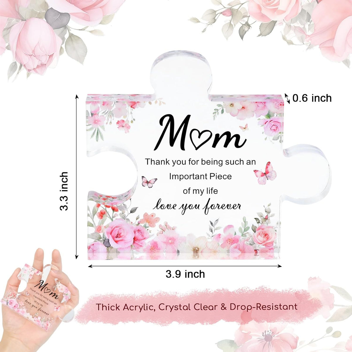Gifts for Mum, Mothers Day Mum Birthday Gifts from Daughter Son, Decorative Acrylic Block Puzzle 3.9X3.3 Inch - Best Mummy Gifts for Mothers Day Christmas Birthday - House Of Hania