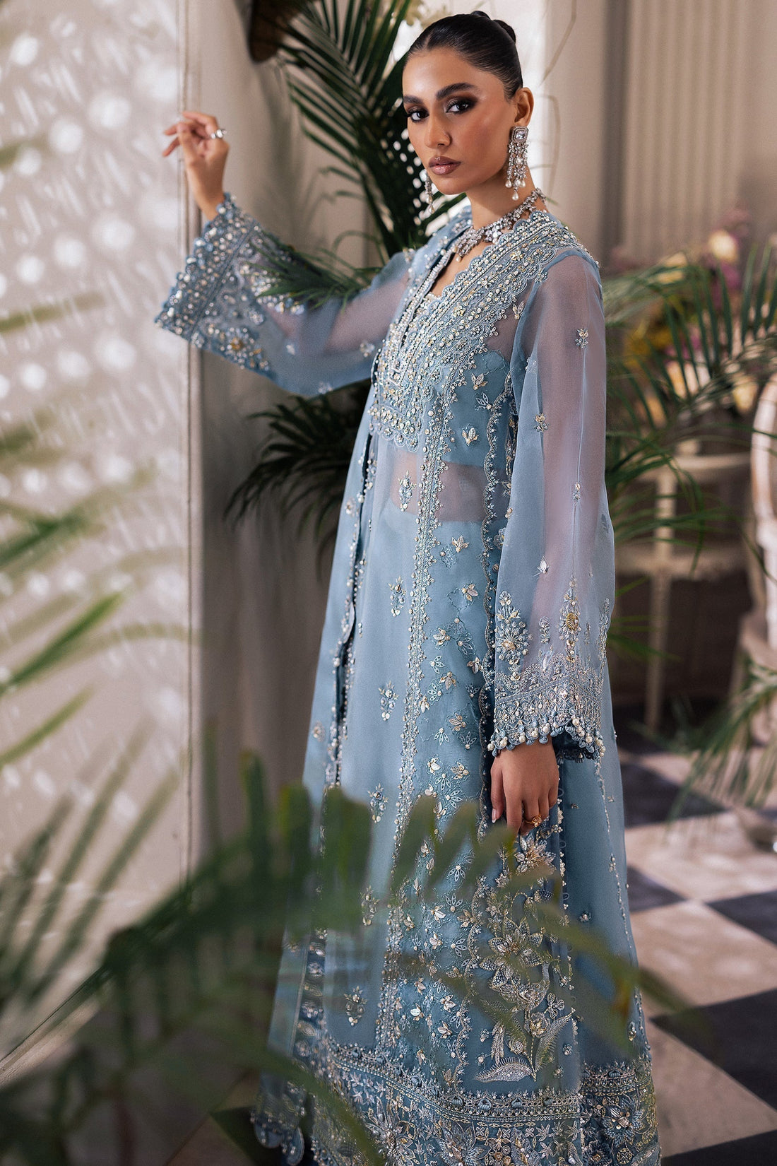 Gossamer by Zaha Embroidered Organza 3Pc Suit ZC24-07 Azura - House Of Hania