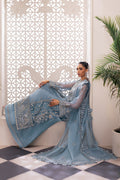 Gossamer by Zaha Embroidered Organza 3Pc Suit ZC24-07 Azura - House Of Hania