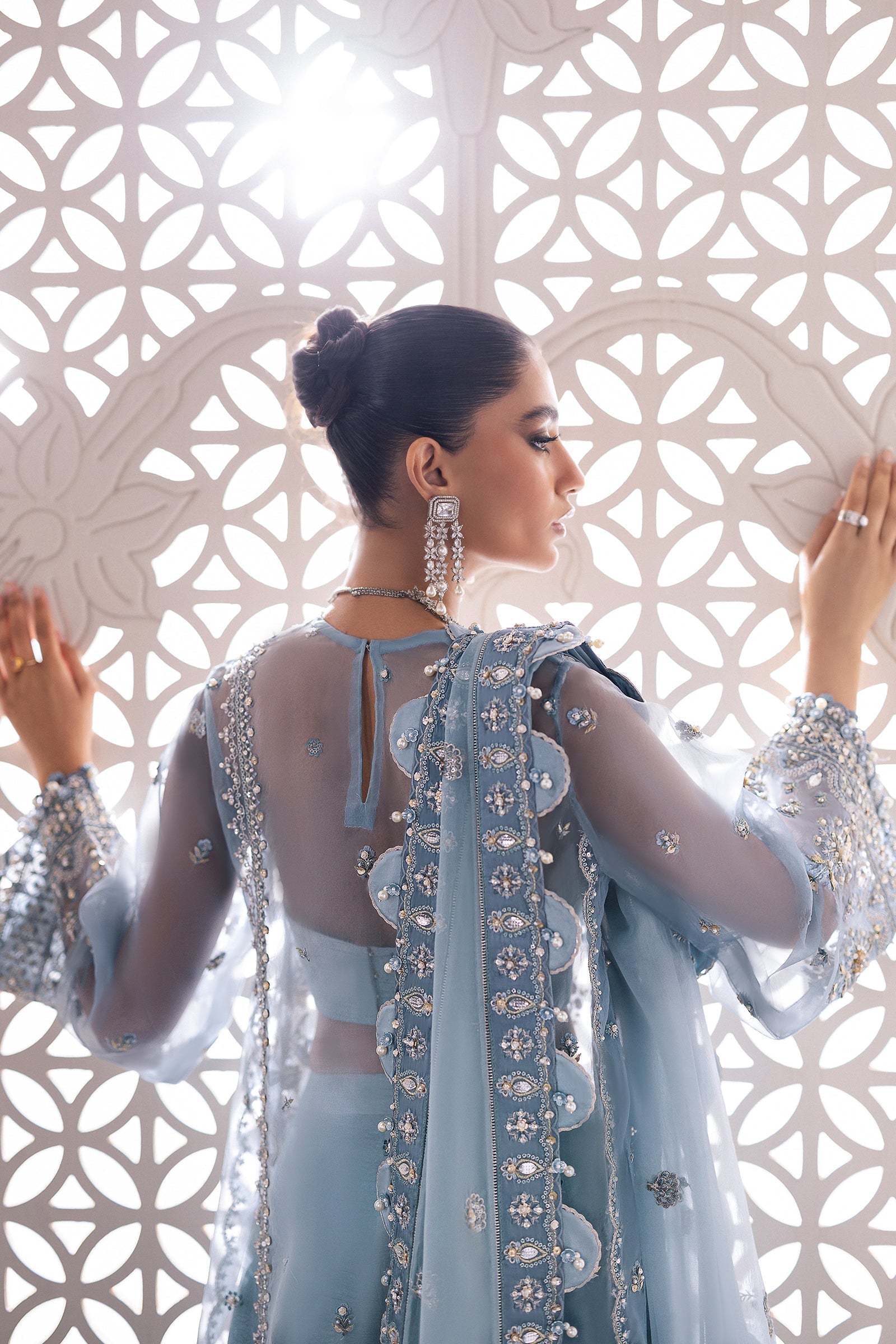 Gossamer by Zaha Embroidered Organza 3Pc Suit ZC24-07 Azura - House Of Hania