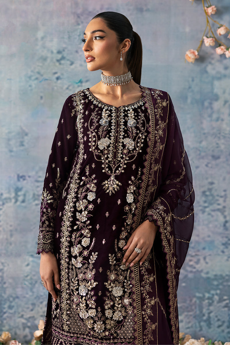 Gulaal | Celeste Velvet 24 | Plum - House Of Hania