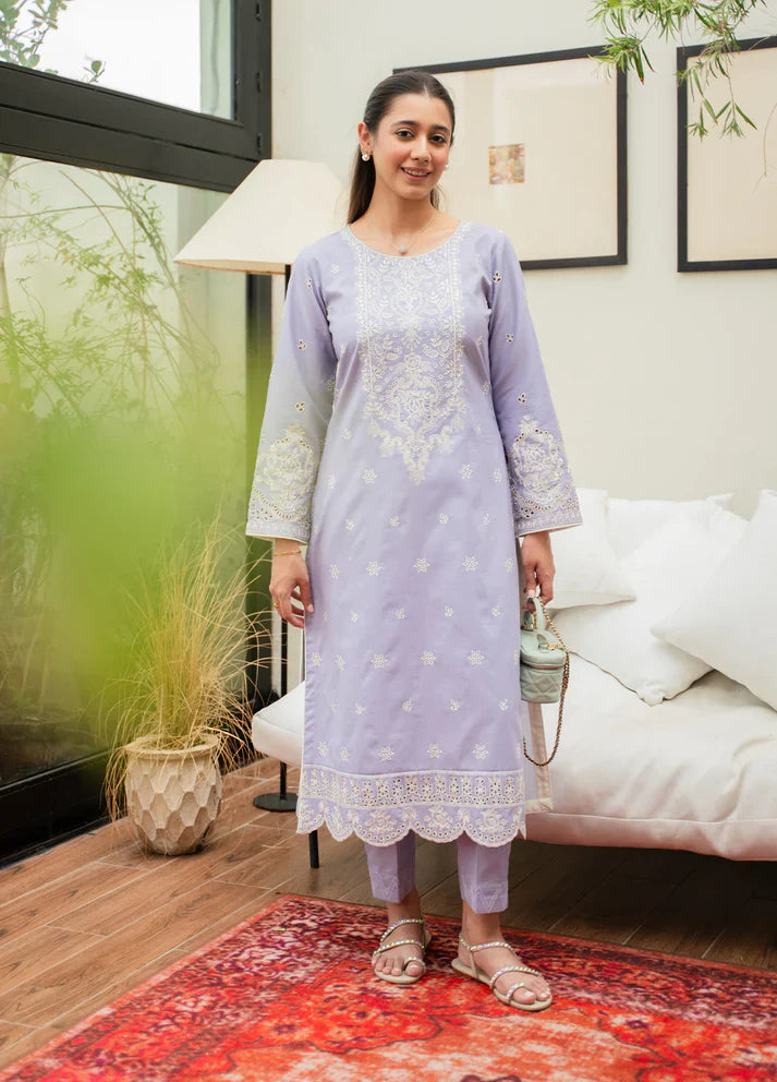Gulaal | Embroidered Basics | Serene Lilac - House Of Hania