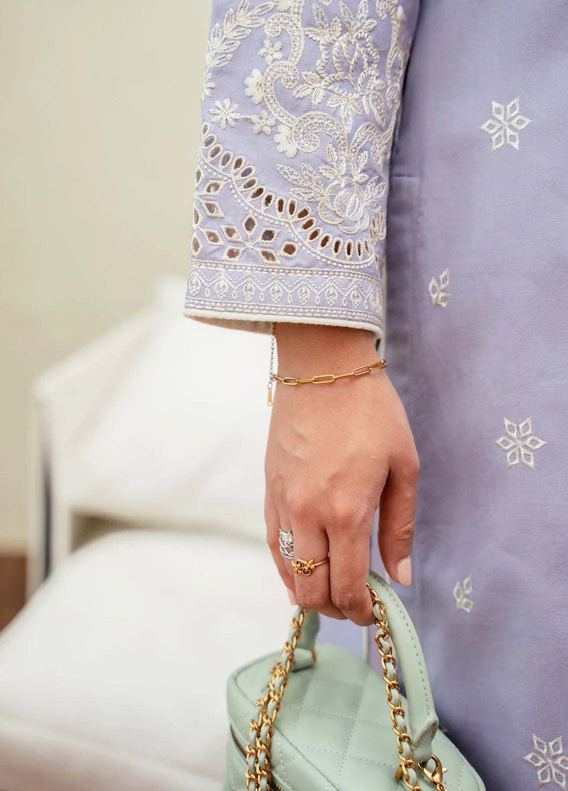 Gulaal | Embroidered Basics | Serene Lilac - House Of Hania