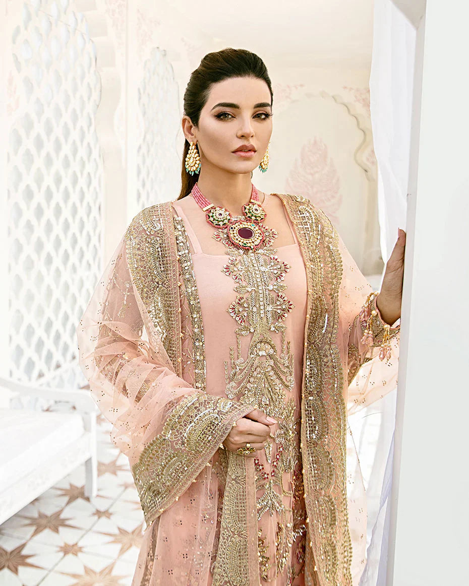 Gulaal | Fleur De Rose | Voir Embroidered Net 3-Piece Suit WS-07 - House Of Hania