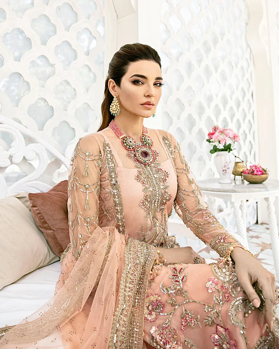Gulaal | Fleur De Rose | Voir Embroidered Net 3-Piece Suit WS-07 - House Of Hania