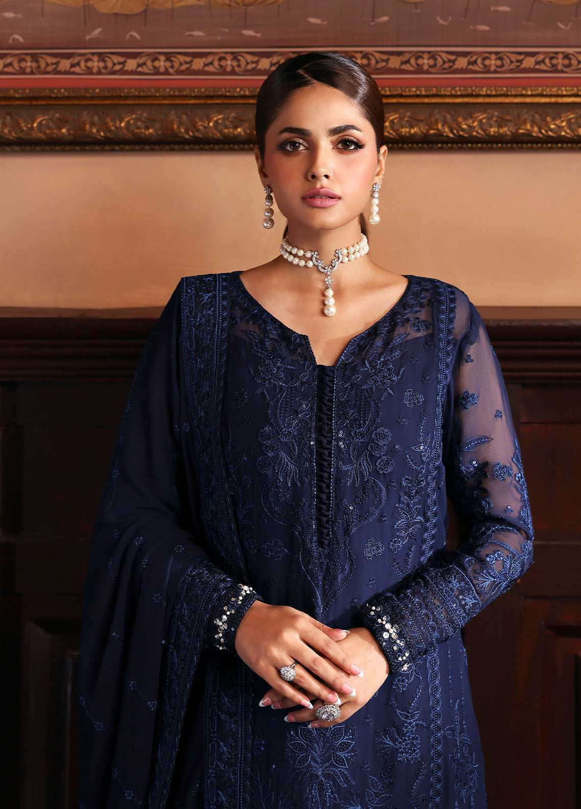 Gulaal | I Evayna Embroidered Chiffon | Leesha - House Of Hania