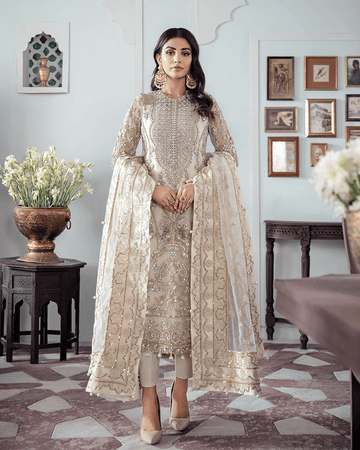 Gulaal - MEHR EMBROIDERED NET 3-PIECE SUIT WS-19 - House Of Hania
