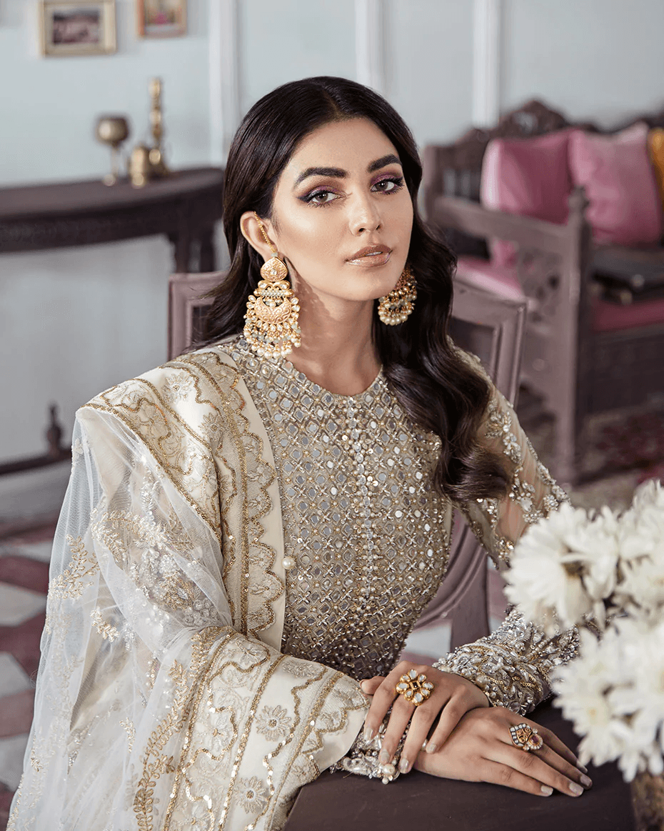 Gulaal - MEHR EMBROIDERED NET 3-PIECE SUIT WS-19 - House Of Hania