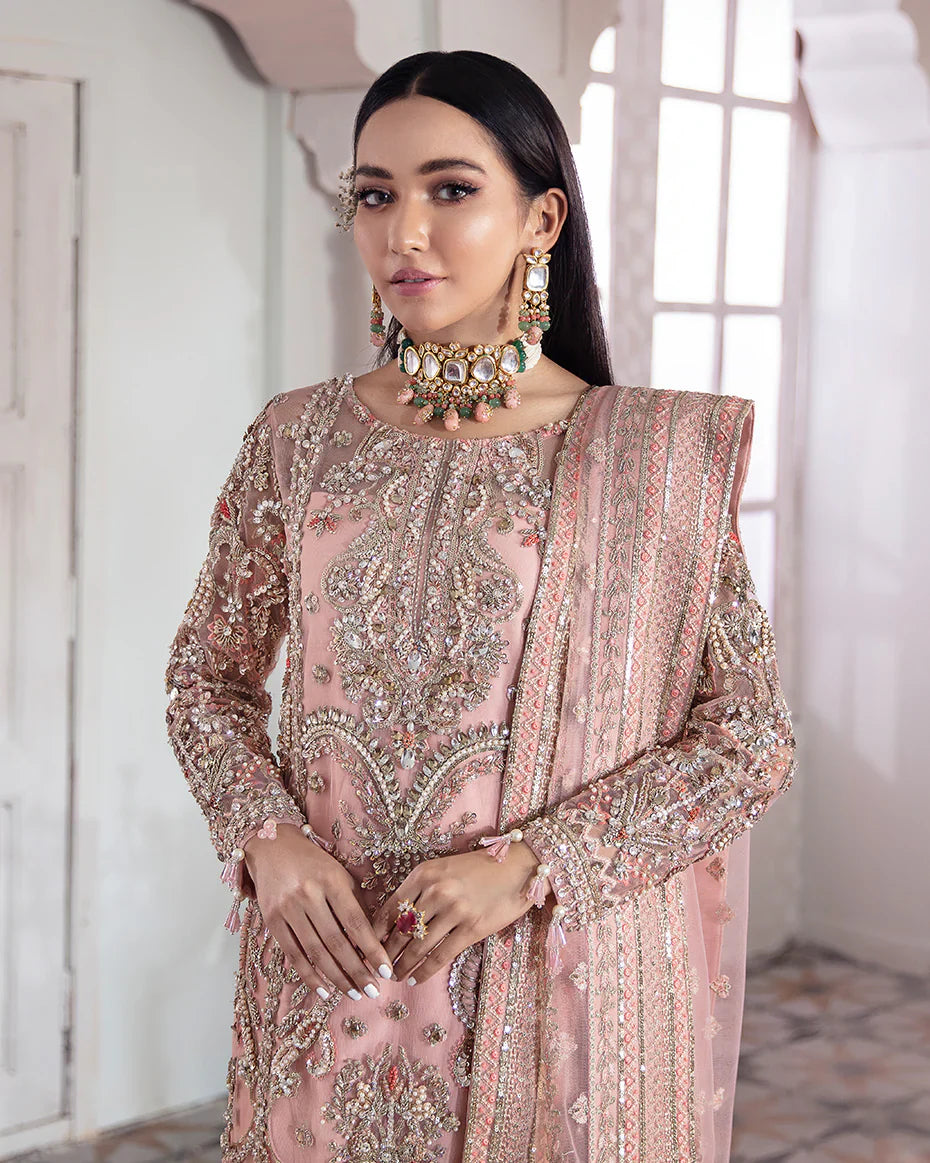 Gulaal | Meherma Wedding Formals Collection | Arjumand Embroidered Net 3-Piece Suit WS-15 - House Of Hania