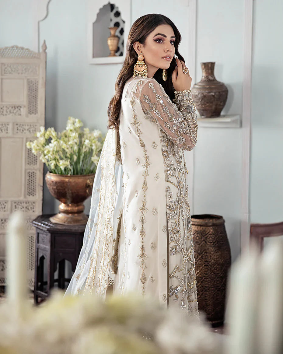 Gulaal | Meherma Wedding Formals Collection | Mehr Embroidered Net 3-Piece Suit WS-19 - House Of Hania