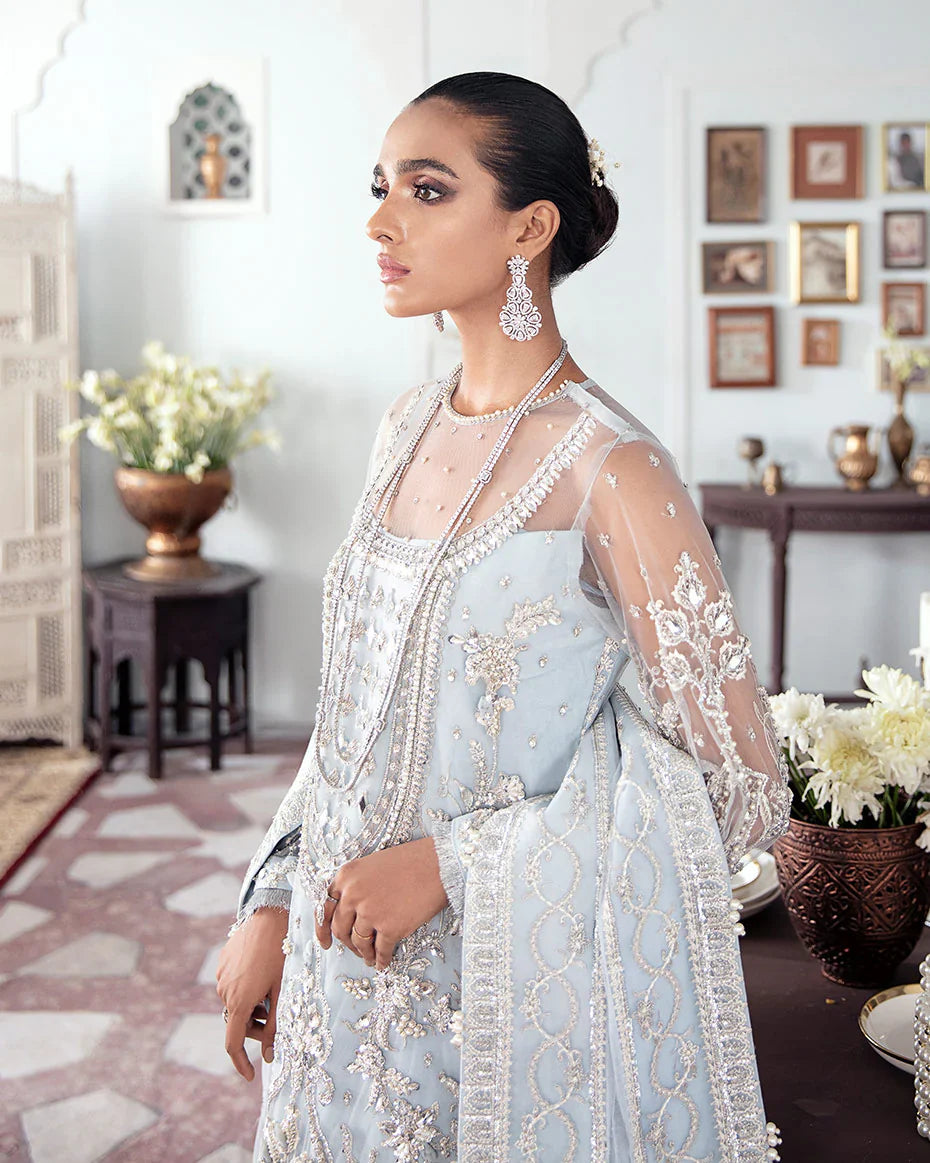 Gulaal | Meherma Wedding Formals Collection | Saika Embroidered Net 3-Piece Suit WS-20 - House Of Hania