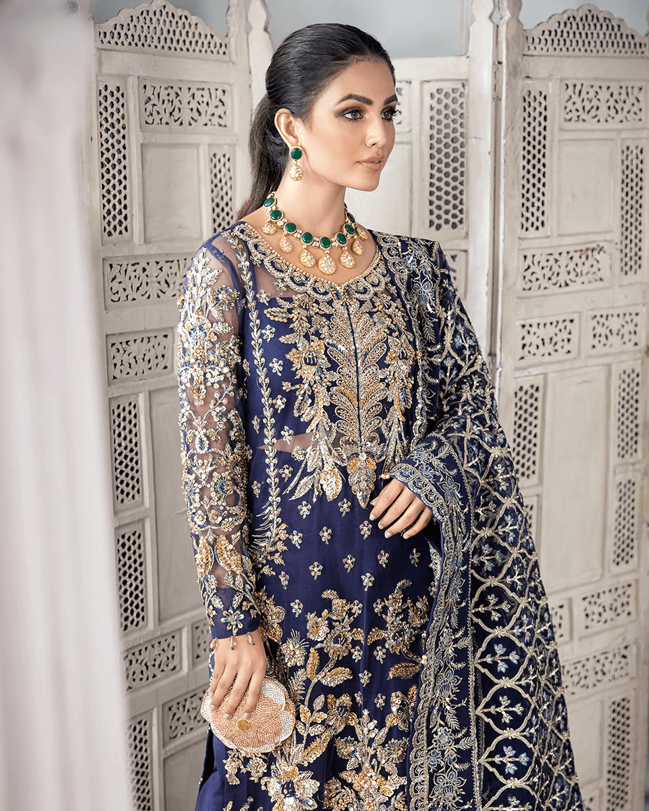 Gulaal - QAYINAAT EMBROIDERED NET 3-PIECE SUIT WS-16 - House Of Hania