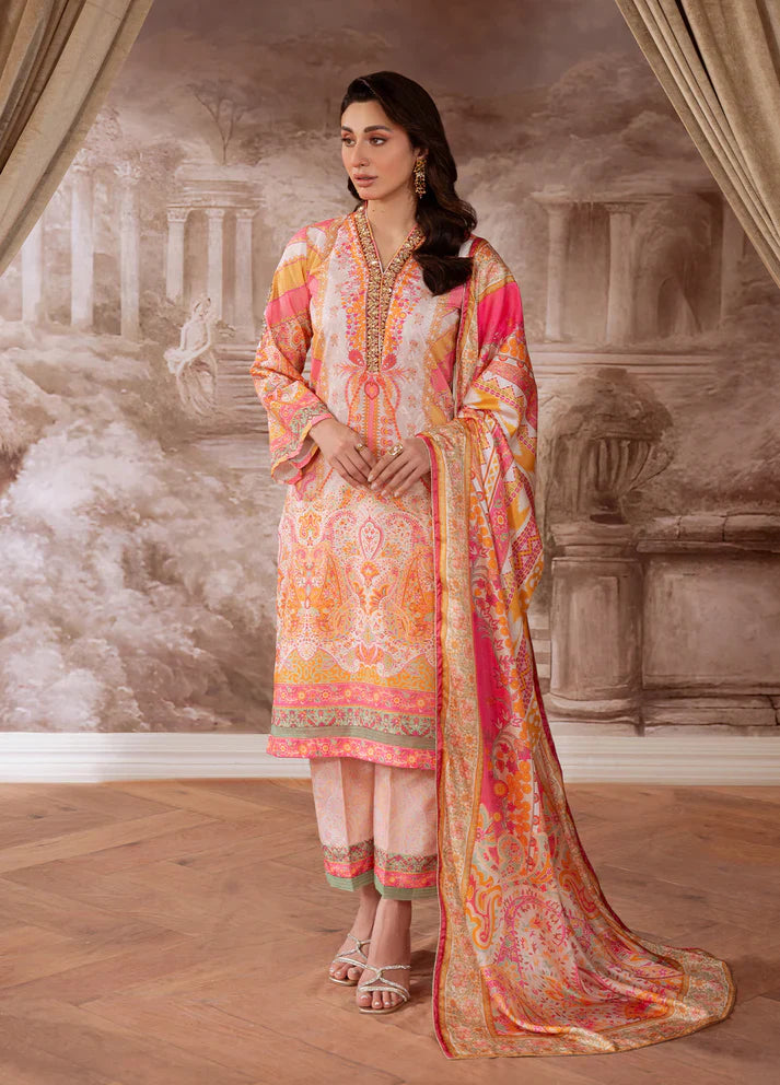 Gulaal | Velouré Printed Silk | Blush Royale - House Of Hania