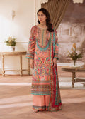 Gulaal | Velouré Printed Silk | Coral Éclat - House Of Hania