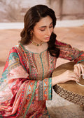 Gulaal | Velouré Printed Silk | Coral Éclat - House Of Hania