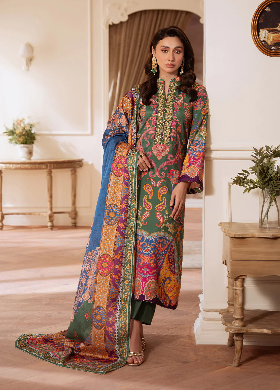 Gulaal | Velouré Printed Silk | Majestic Mosaic - House Of Hania