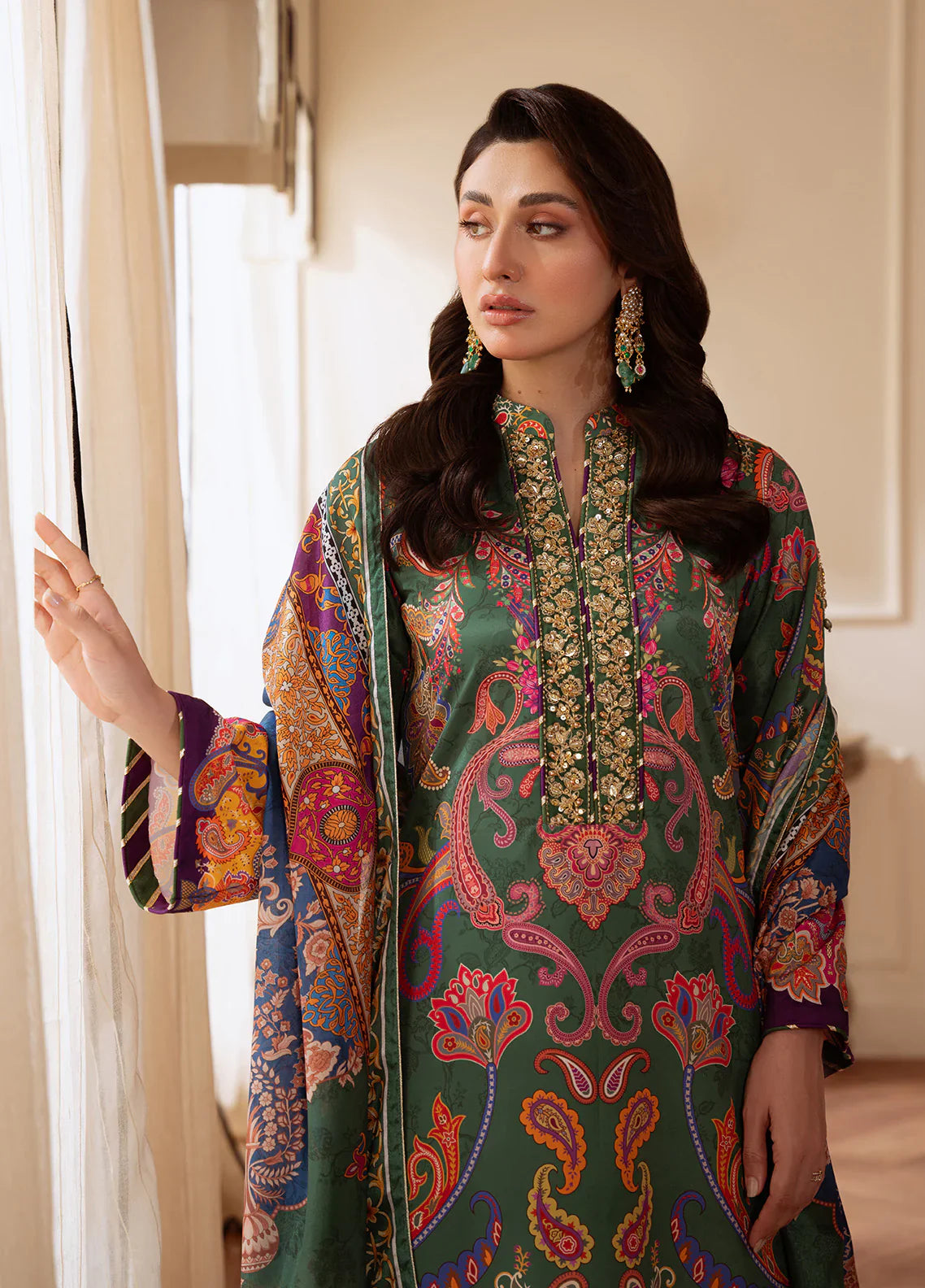 Gulaal | Velouré Printed Silk | Majestic Mosaic - House Of Hania