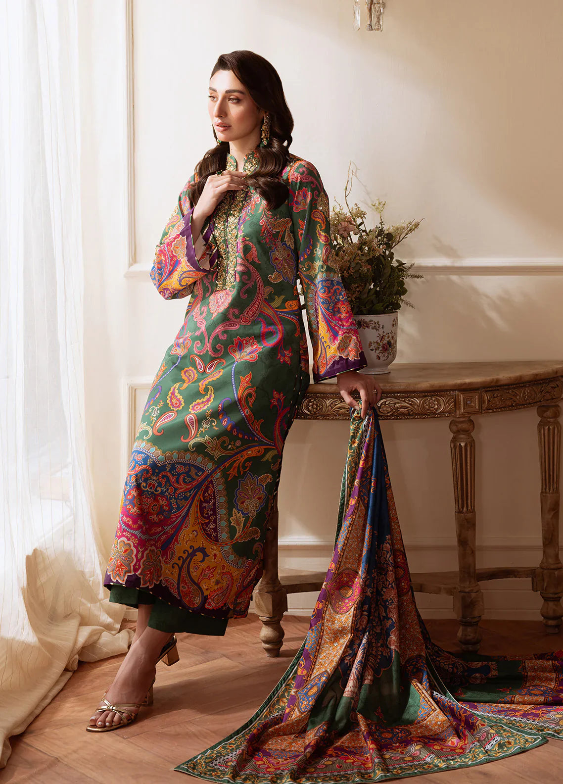 Gulaal | Velouré Printed Silk | Majestic Mosaic - House Of Hania