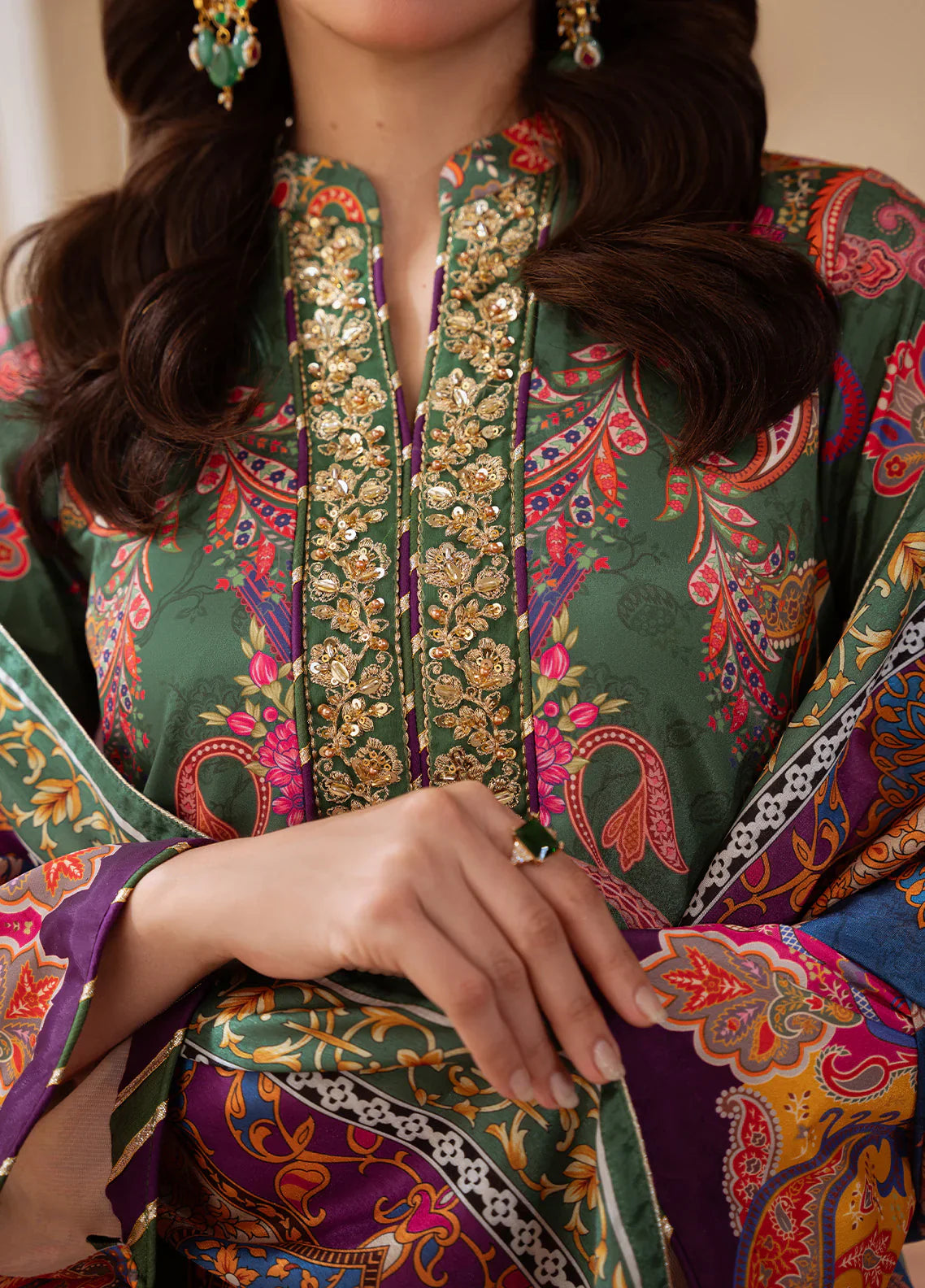 Gulaal | Velouré Printed Silk | Majestic Mosaic - House Of Hania