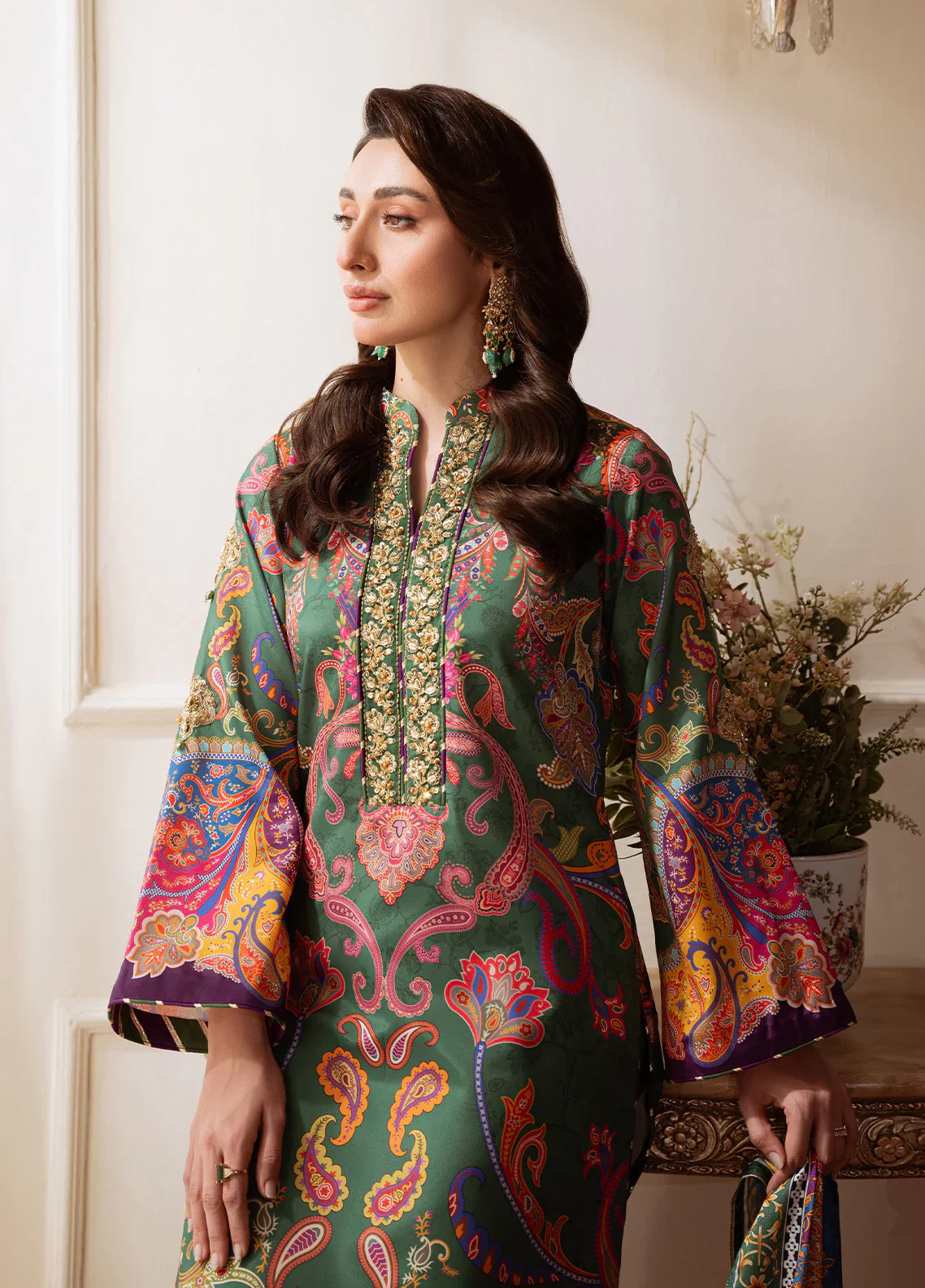 Gulaal | Velouré Printed Silk | Majestic Mosaic - House Of Hania