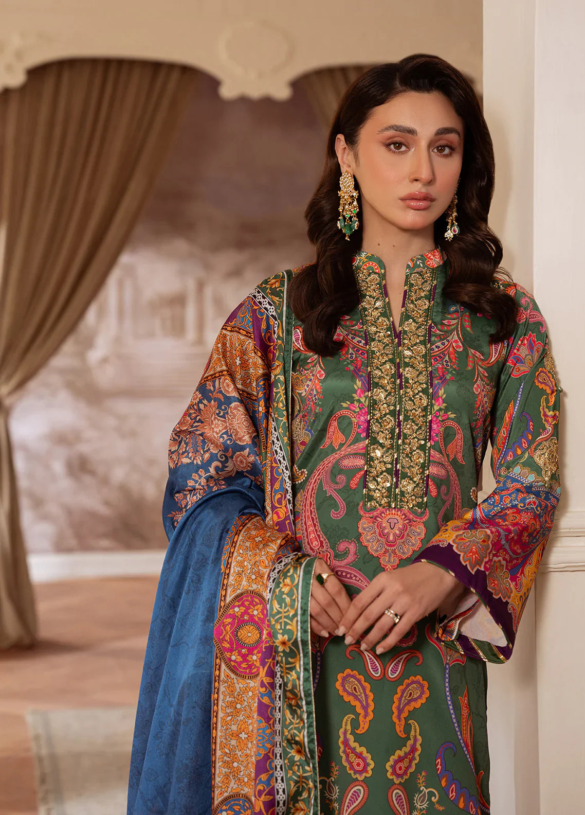 Gulaal | Velouré Printed Silk | Majestic Mosaic - House Of Hania