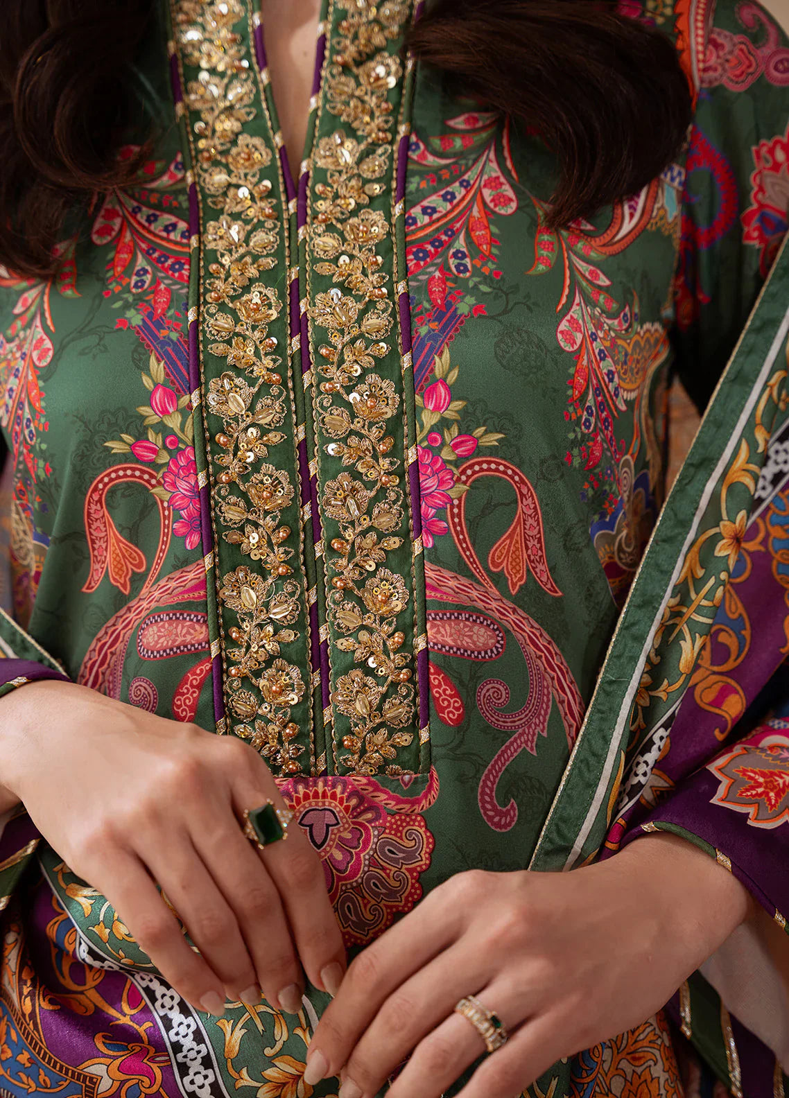 Gulaal | Velouré Printed Silk | Majestic Mosaic - House Of Hania