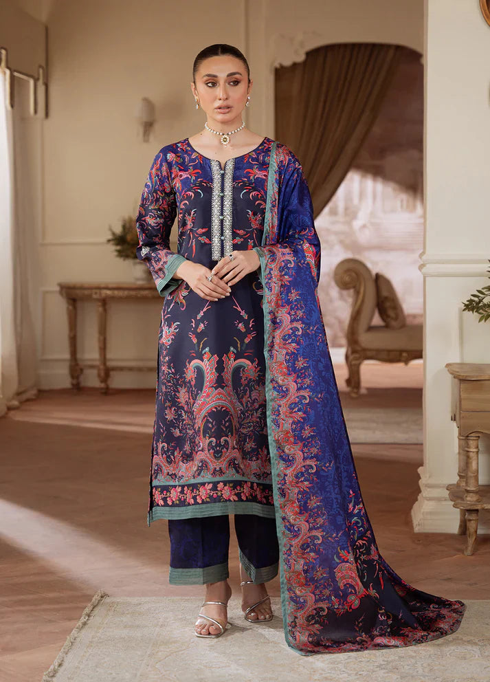Gulaal | Velouré Printed Silk | Midnight Reverie - House Of Hania