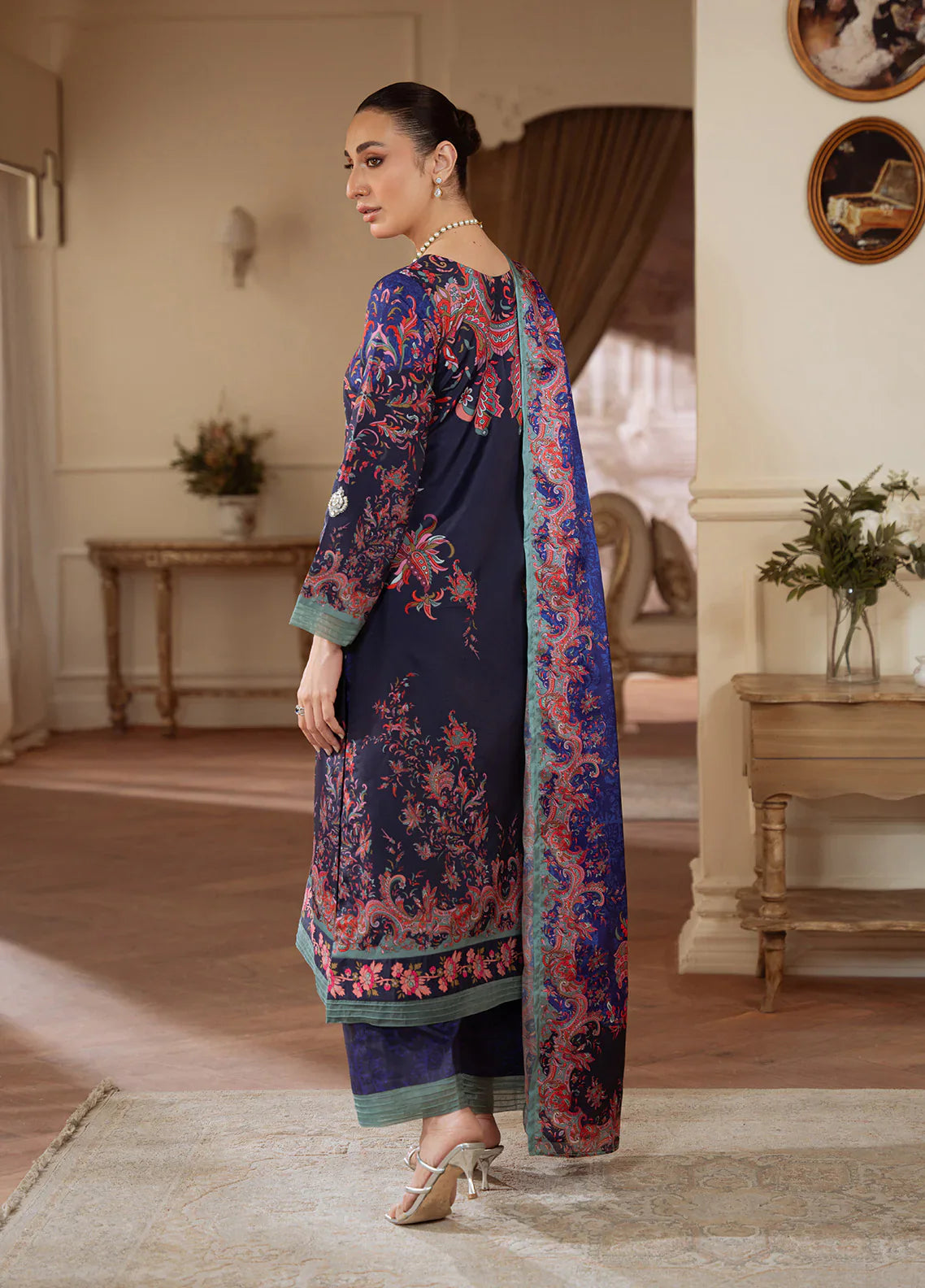 Gulaal | Velouré Printed Silk | Midnight Reverie - House Of Hania