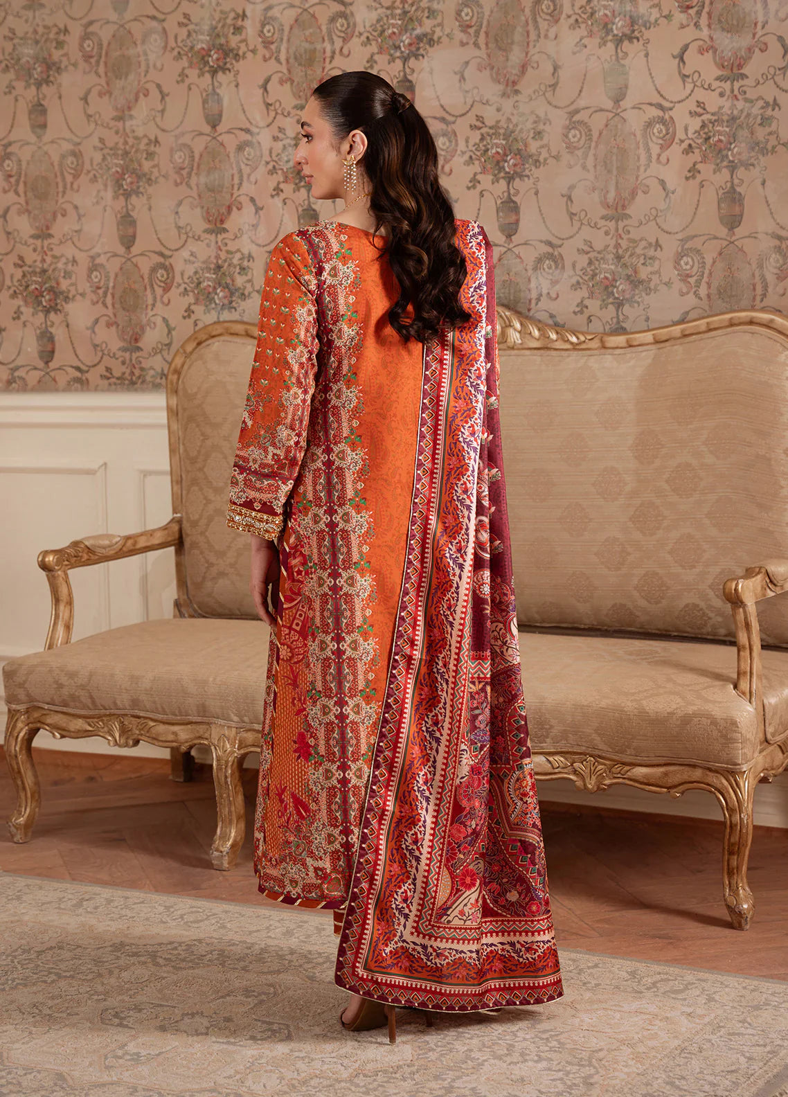 Gulaal | Velouré Printed Silk | Rustic Regalia - House Of Hania