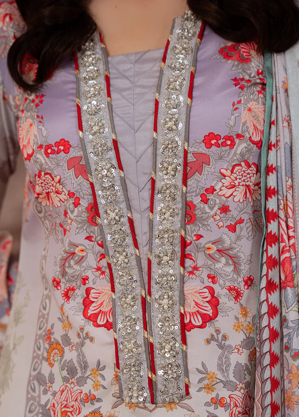 Gulaal | Velouré Printed Silk | Twilight Elegance - House Of Hania
