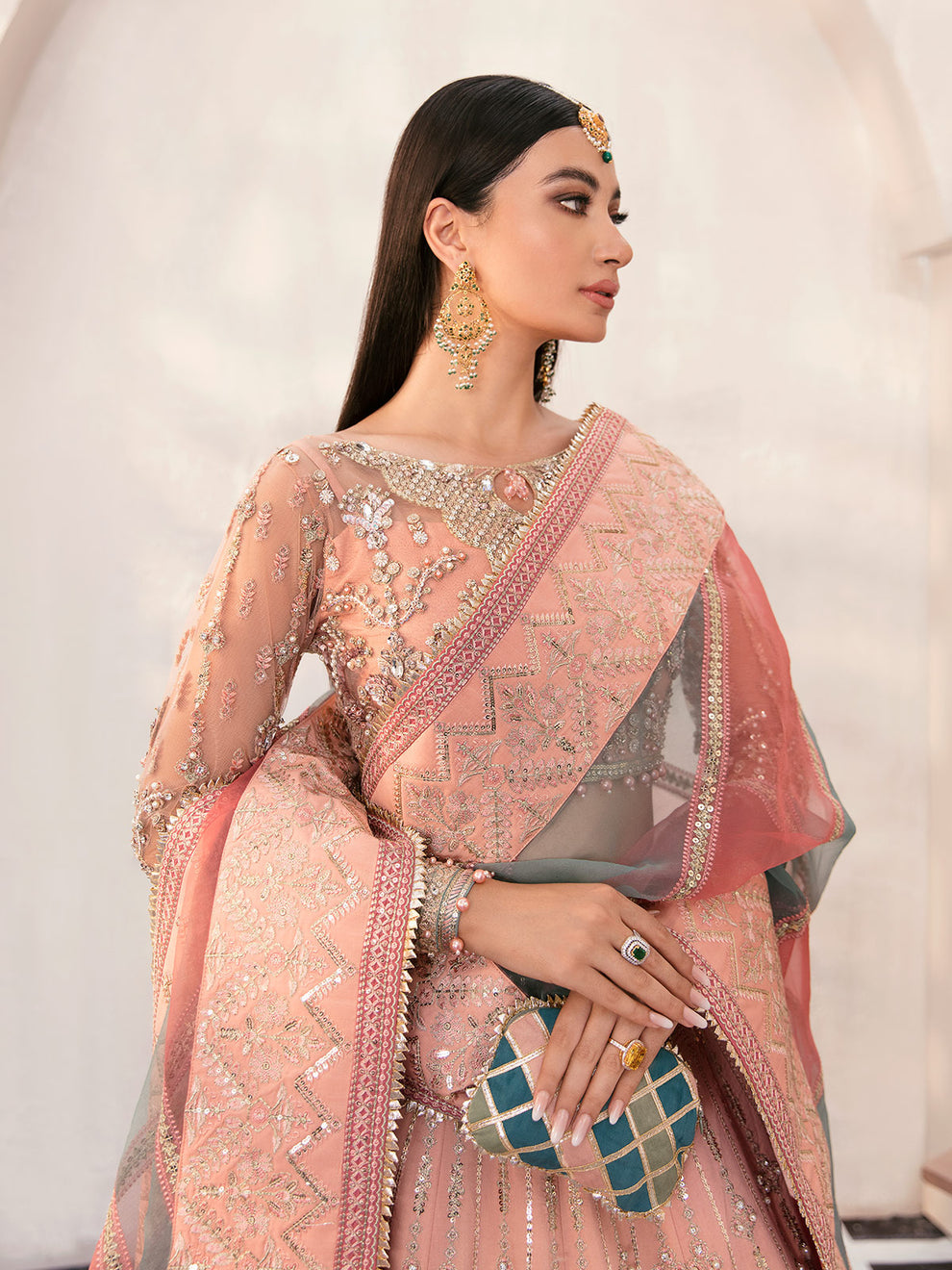 Gulaal | Wedding Formals | AFREEN GL-WS-22V1-29 (PEACH LEHNGA CHOLI) - House Of Hania