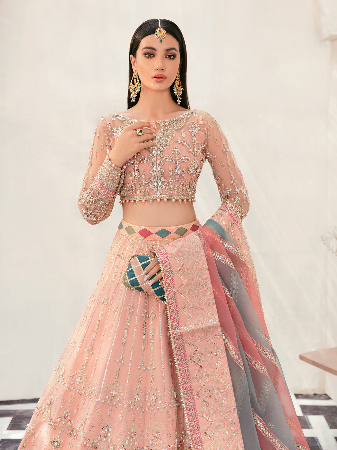 Gulaal | Wedding Formals | AFREEN GL-WS-22V1-29 (PEACH LEHNGA CHOLI) - House Of Hania