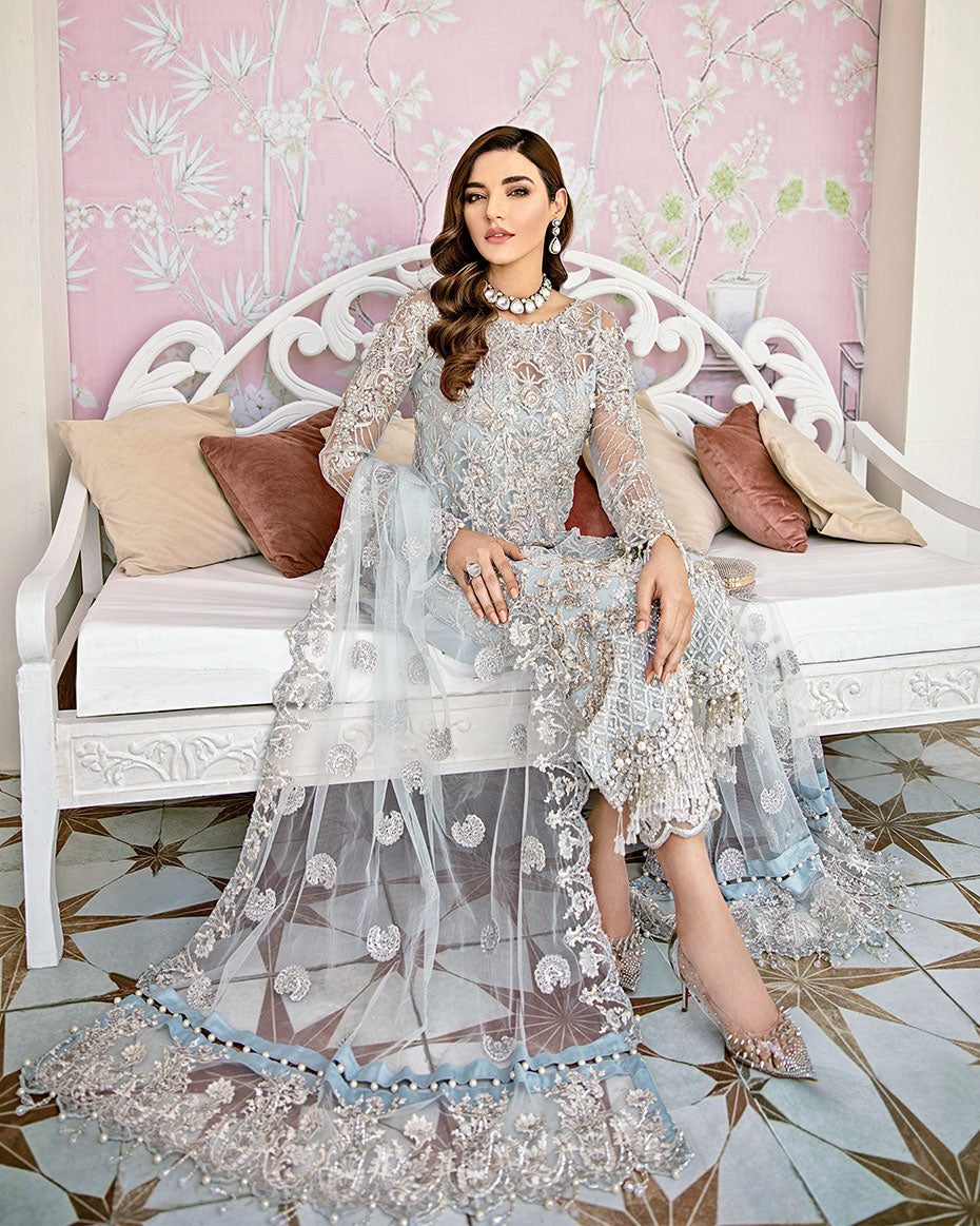 Gulaal | Wedding Formals | Avenir Embroidered Net 3-Piece Suit WS-01 - House Of Hania