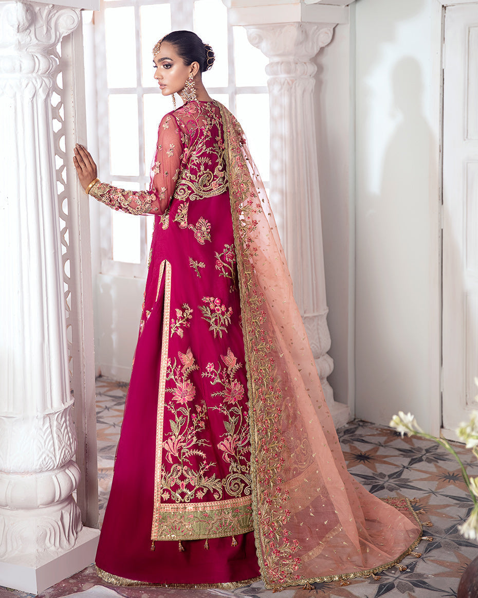 Gulaal | Wedding Formals | CHAMELI EMBROIDERED NET 3-PIECE SUIT WS-10 - House Of Hania