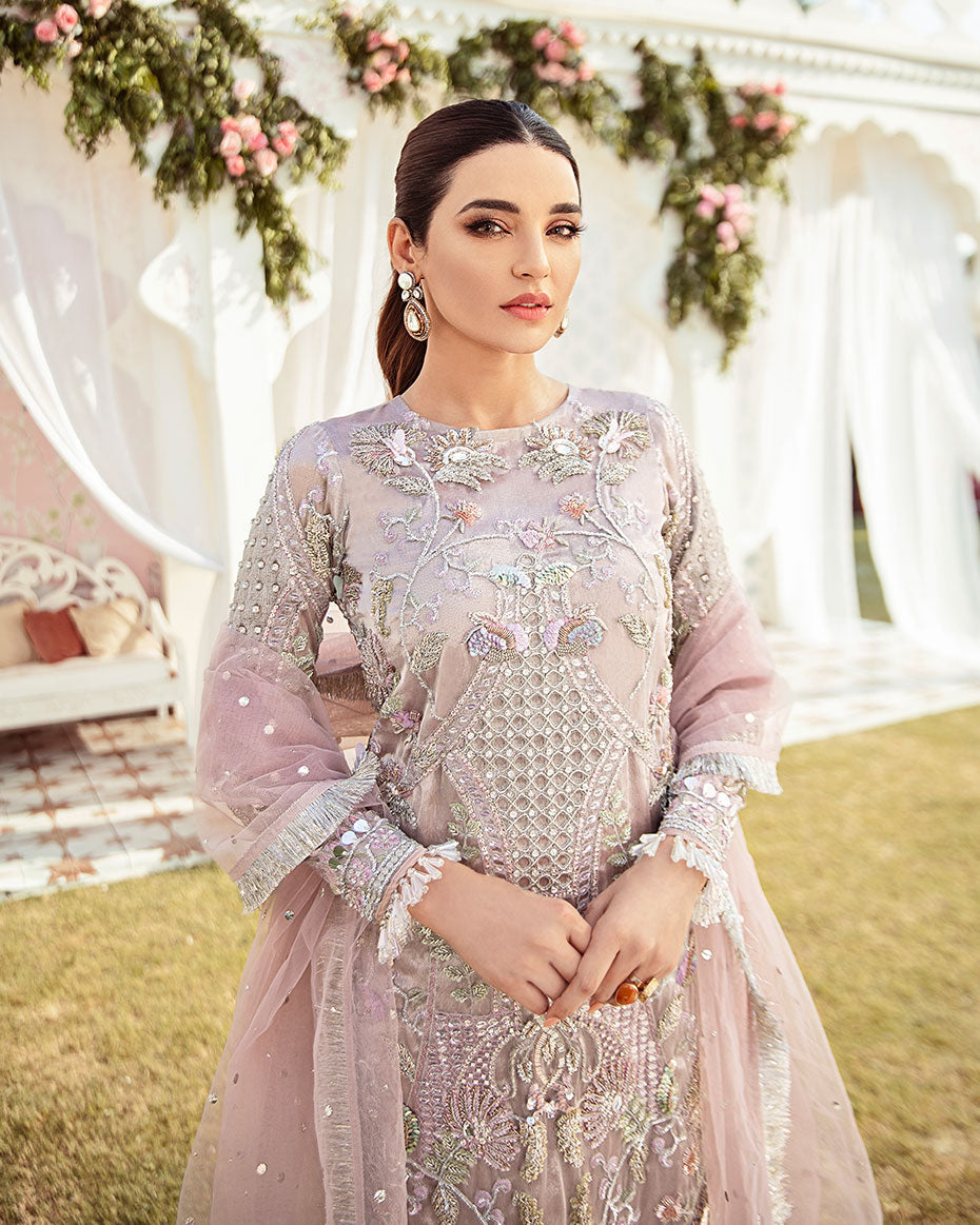 Gulaal | Wedding Formals | CLAIR EMBROIDERED NET 3-PIECE SUIT WS-05 - House Of Hania