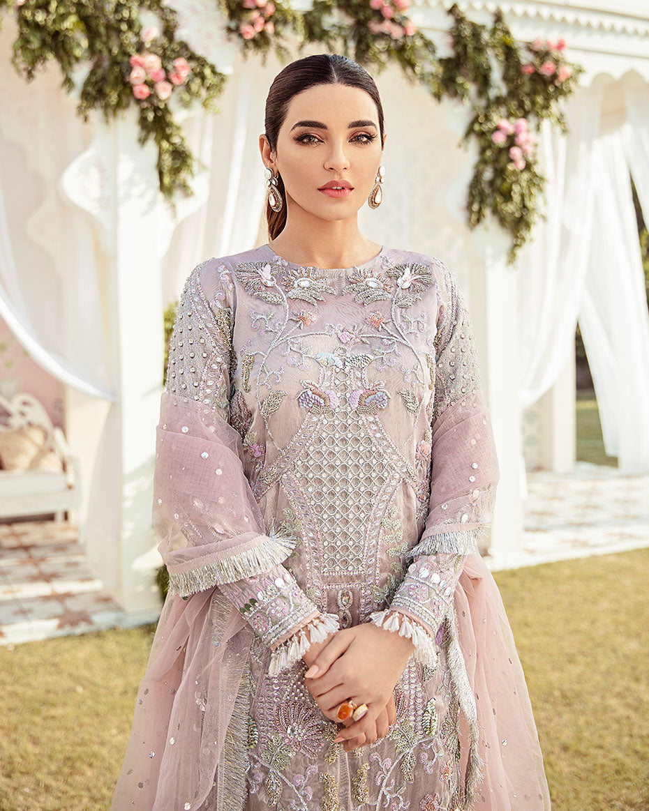 Gulaal | Wedding Formals | CLAIR EMBROIDERED NET 3-PIECE SUIT WS-05 - House Of Hania