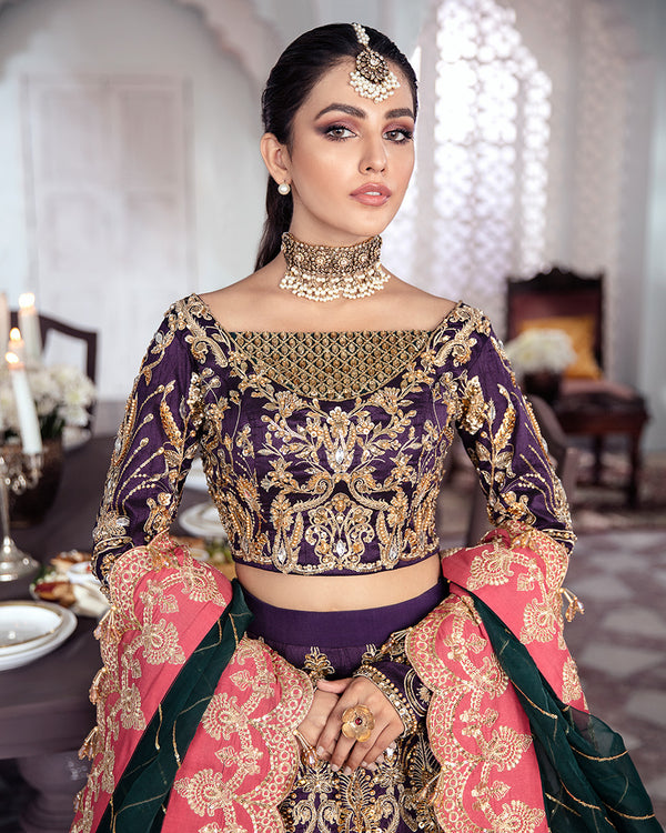 Gulaal | Wedding Formals | KEHKSHAN EMBROIDERED NET 3-PIECE SUIT WS-14 - House Of Hania