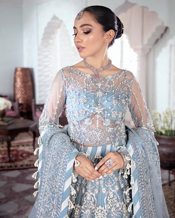 Gulaal | Wedding Formals | Mehnaaz Embroidered Net 3-Piece Suit WS-13 - House Of Hania