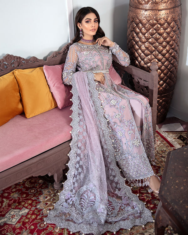 Gulaal | Wedding Formals | NAAZ EMBROIDERED NET 3-PIECE SUIT WS-09 - House Of Hania