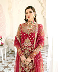 Gulaal | Wedding Formals | Rouge Embroidered Net 3-Piece Suit WS-06 - House Of Hania
