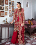Gulaal | Wedding Formals | Tamanah Embroidered Net 3-Piece Suit WS-12 - House Of Hania