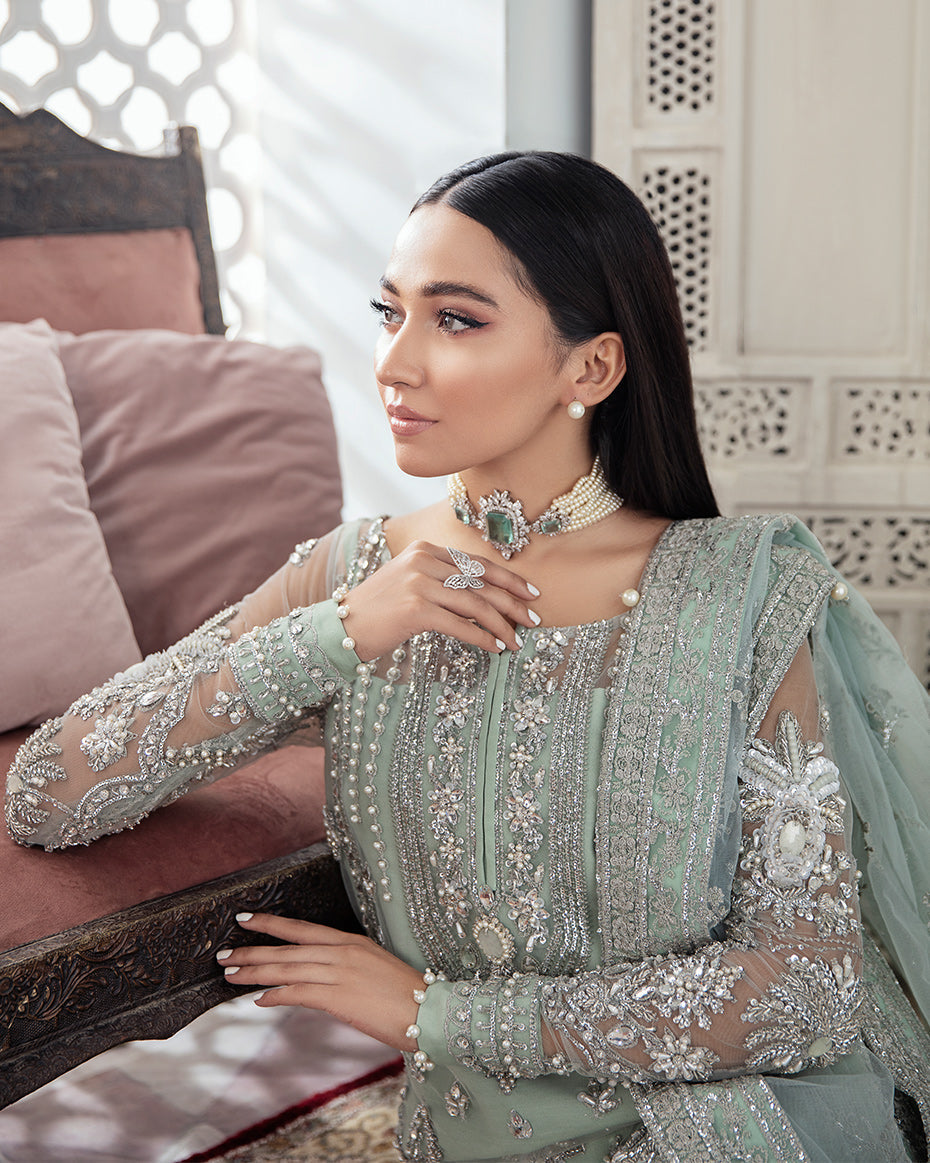 Gulaal | Wedding Formals | Zeba Embroidered Net 3-Piece Suit WS-21 - House Of Hania