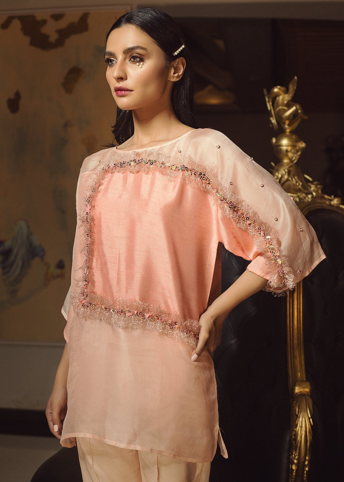 Hana | Serendipity Ready to Wear | Peach Ripple - House Of Hania